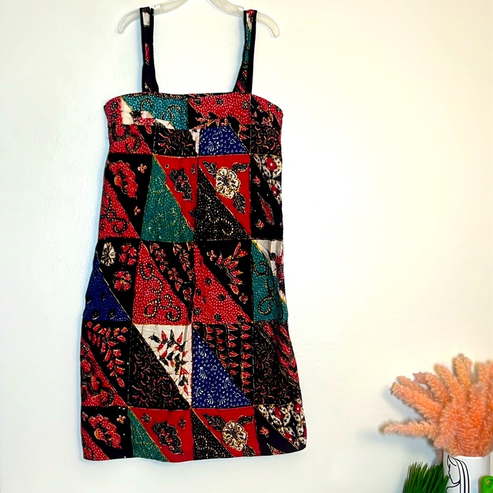 Homemade Patchwork Quilted Floral Sleeveless Mini… - image 1
